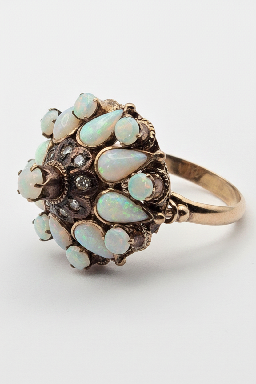 1940s Thai Princess Filigree Opal Ring – Enhanced