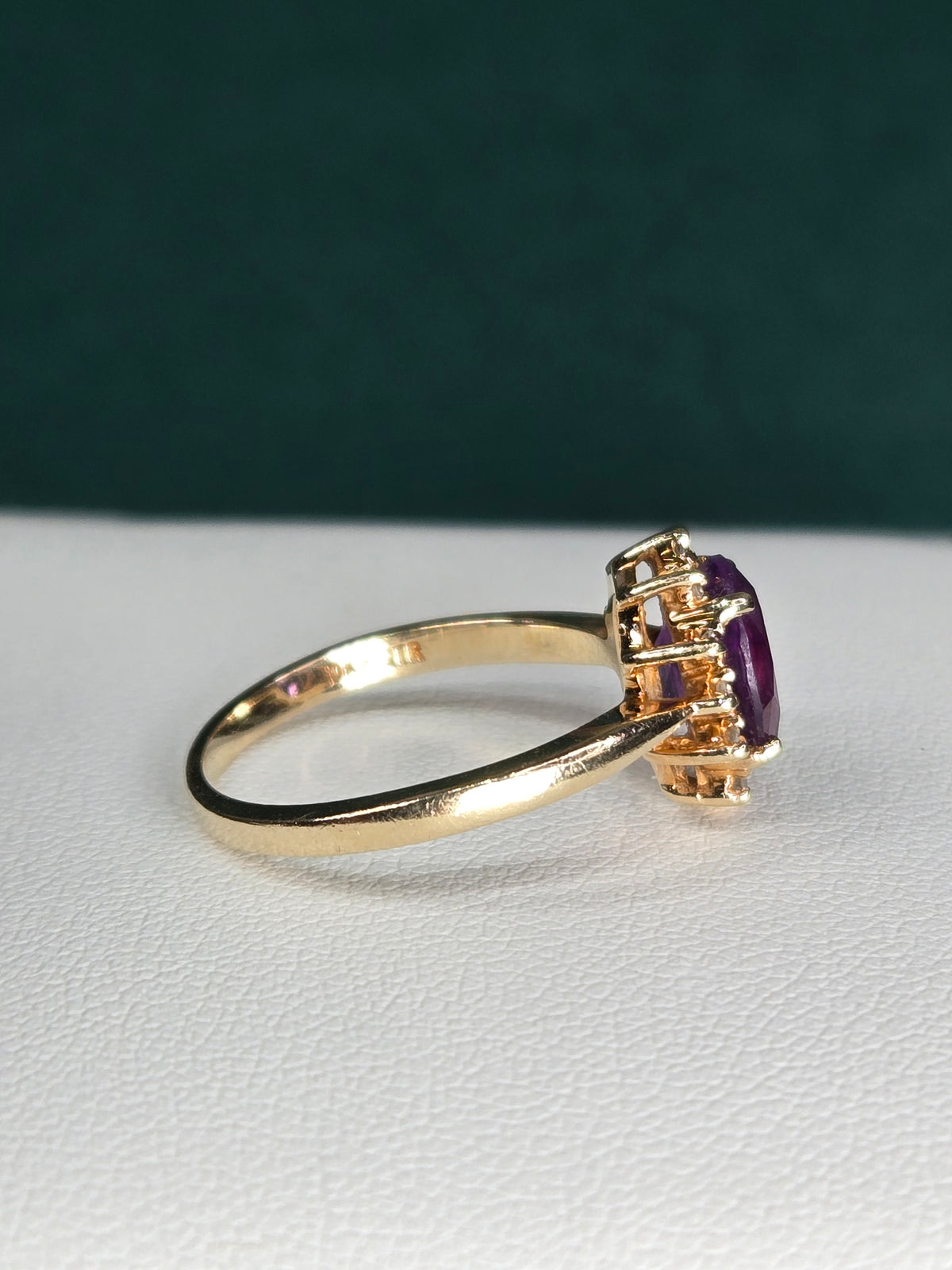 close-up of halo diamonds and pavé shoulders