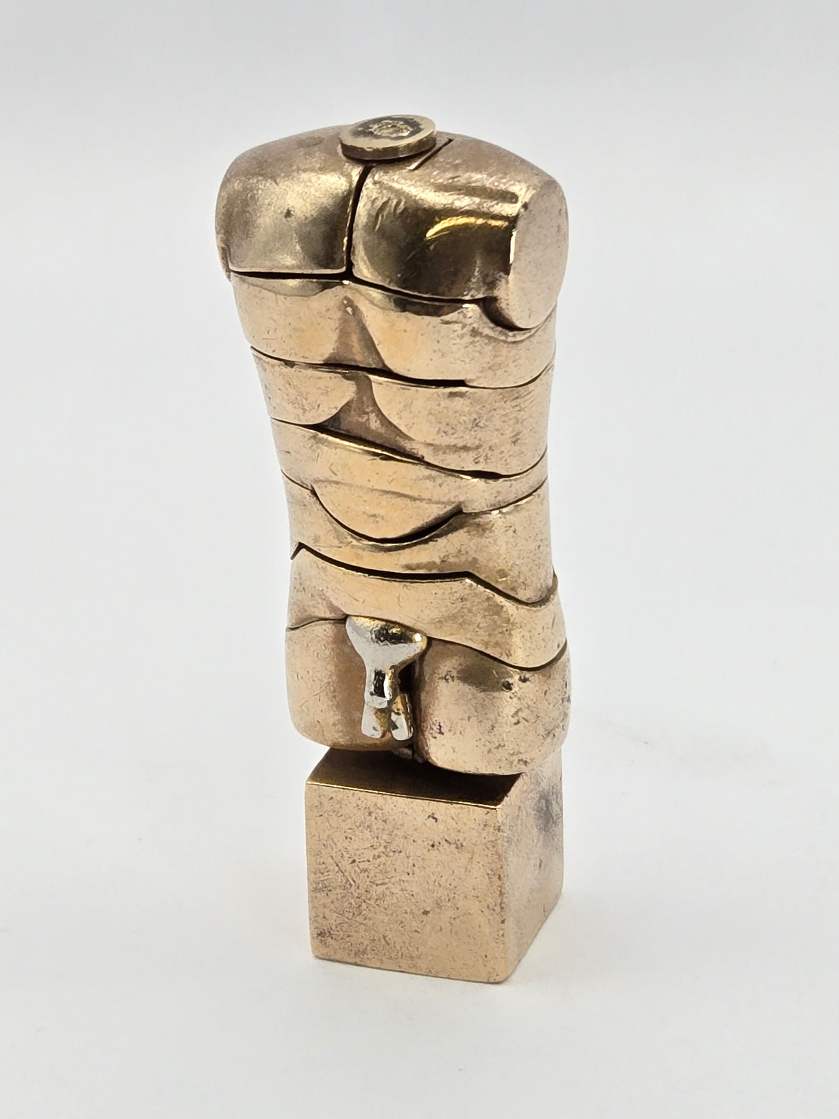 Miguel Ortiz Berrocal mini David secret ring sculpture puzzle shown assembled.