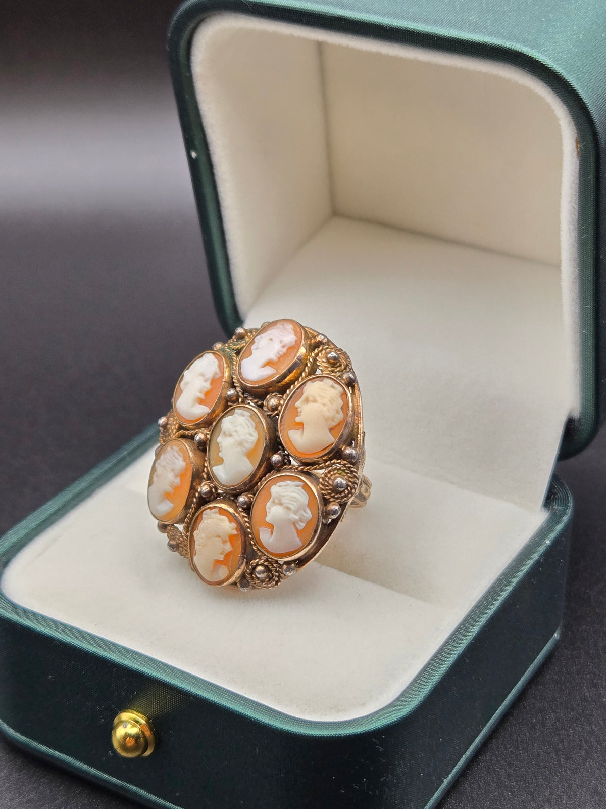 ring on display showing scale and dome height