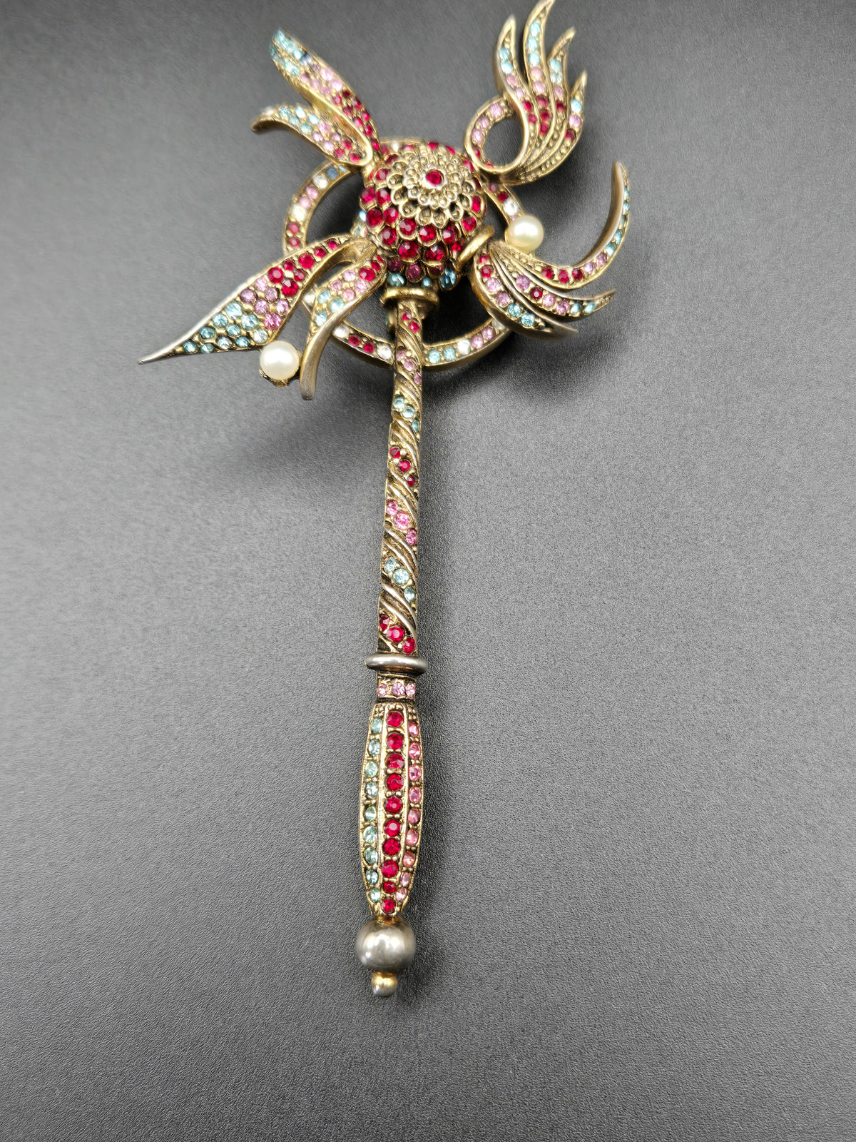 back of brooch showing stamped maker's mark and hinge