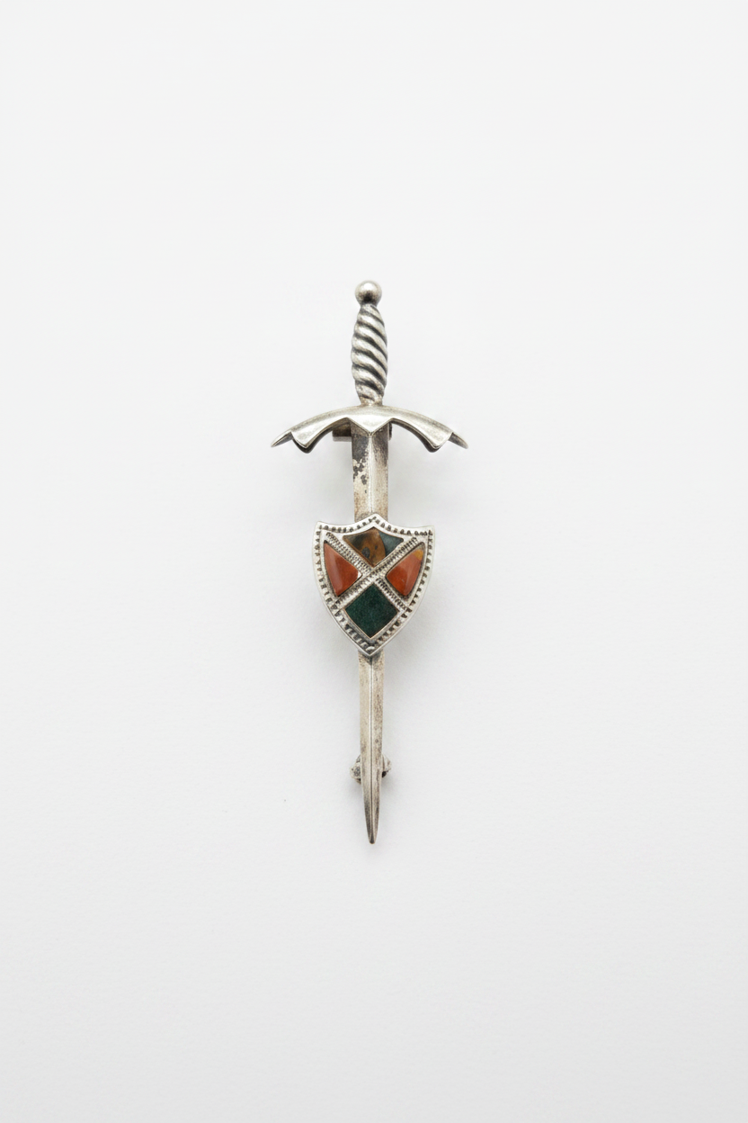 Antique Victorian Scottish Sword Kilt Pin – Enhanced