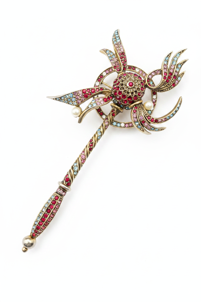 Les Bernard Rhinestone Scepter Brooch – Enhanced