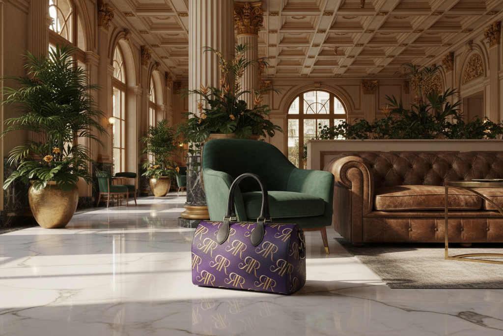 RR Premium Leather Duffle — Hotel Lobby Hero