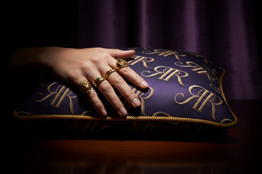 RR Silk Cushion — Monogram Detail Close-Up