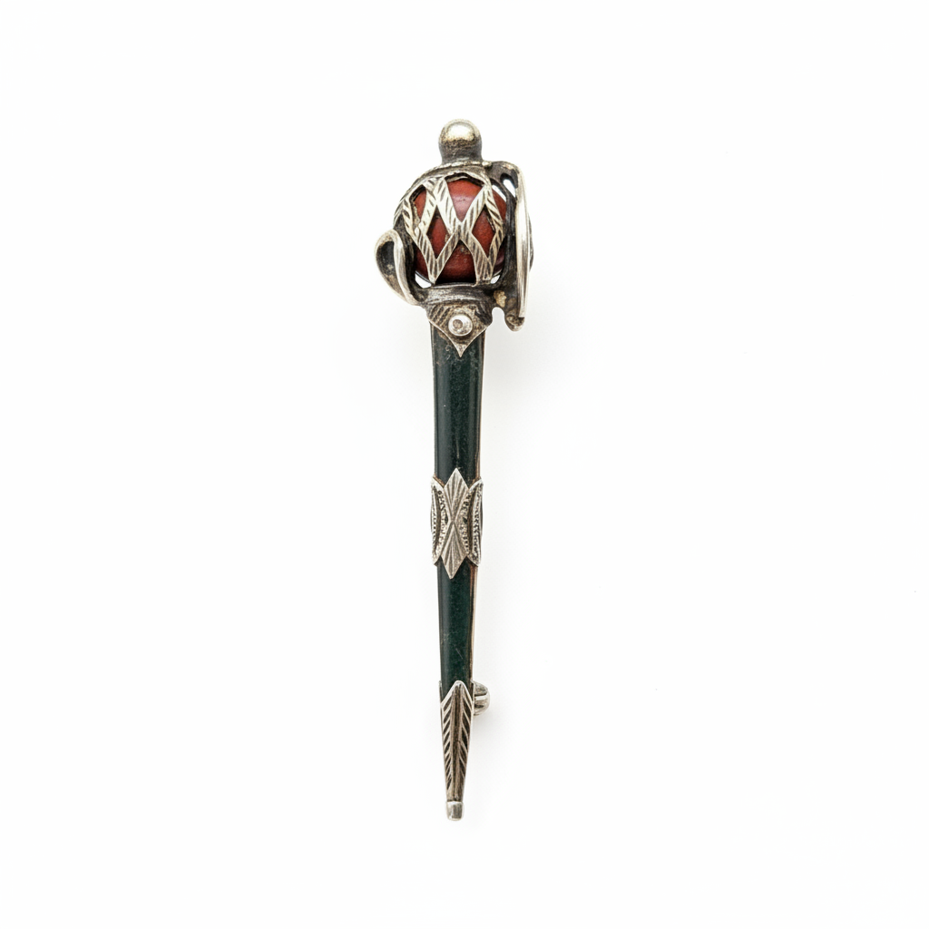 Victorian Scottish Silver Dirk Sword Kilt Pin Brooch